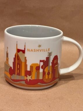 Starbucks 2016 You Are Here Nashville Red and Gold Mug. 14 fl oz.